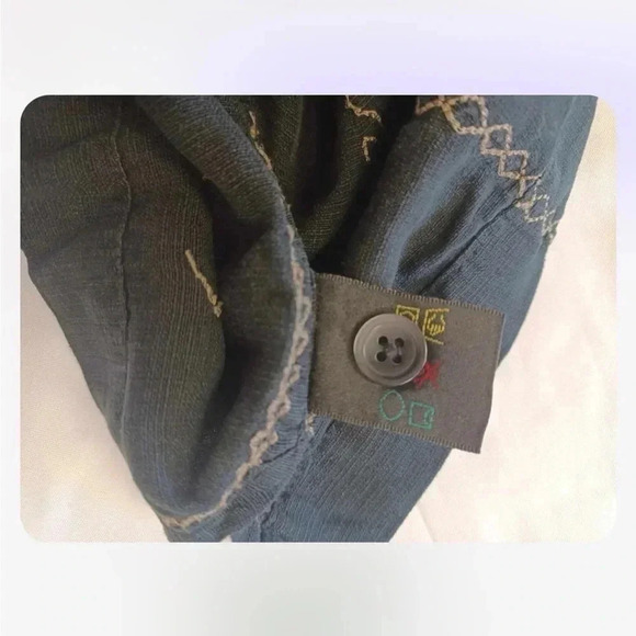 Cotton Reel 100% Silk Black Gold Button Down Short Sleeve Shirt Size L - Picture 6 of 11